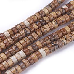 Natural Picture Jasper Beads Strands, Column, 4~4.2x2.2~2.5mm, Hole: 0.8mm; about 163~169pcs/strand, 15.7 inches(40cm)(G-G783-09A)