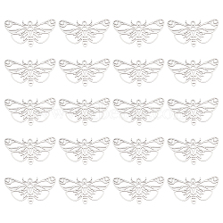 20Pcs 201 Stainless Steel Pendants, Laser Cut, Butterfly, Stainless Steel Color, 18x32.5x1mm, Hole: 1.6mm(STAS-DC0010-81)
