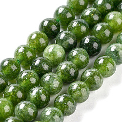 Dyed Natural Malaysia Jade Beads Strands, Round, Green, 8mm, Hole: 1.2mm, about 23pcs/strand, 7.28 inch(18.5cm)(G-G021-02B-13)