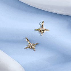 2Pcs Brass Micro Pave Grade AAA Cubic Zirconia Pendants, Long-Lasting Plated, Star, Cadmium Free & Nickel Free & Lead Free, with Jump Ring, Real 18K Gold Plated, 16x14x2mm, Hole: 3mm(ZIRC-LP0001-26G)