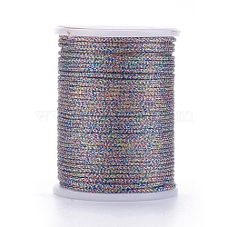 Polyester Metallic Thread, Colorful, 1mm, about 7.65 yards(7m)/roll(OCOR-G006-02-1.0mm-21)