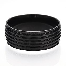 201 Stainless Steel Grooved Finger Ring Settings, Ring Core Blank for Enamel, Electrophoresis Black, 8mm, Size 9, Inner Diameter: 19mm(STAS-WH0047-06EB)