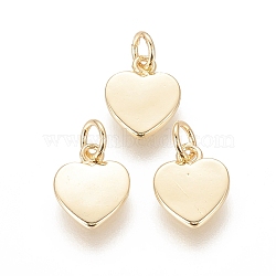 Brass Charms, with Jump Ring, Long-Lasting Plated, Heart, Real 18K Gold Plated, 12x9.5x1.5mm, Hole: 3mm(X-KK-F811-03G)