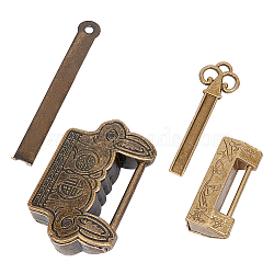 Olycraft Retro Alloy Combination Locks, Carved Pattern PadLocks with Key, For Wooden Drawer & Jewelry Box, Burlap Bag, Antique Bronze, Lock: 59x37.5x13mm, 18x41.5x10.5mm, 2set/bag(AJEW-OC0001-14AB)