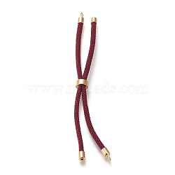 Nylon Twisted Cord Bracelet Making, Slider Bracelet Making, with Eco-Friendly Brass Findings, Round, Golden, Dark Red, 8.66~9.06 inch(22~23cm), Hole: 2.8mm, Single Chain Length: about 4.33~4.53 inch(11~11.5cm)(MAK-M025-118)