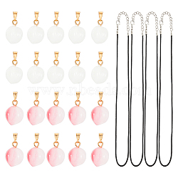 DIY 3D Peach Pendant Necklace Making Kit, Including PU Leather Round Cord Necklace Making, Glass Pendants, Mixed Color, 40Pcs/box(DIY-OC0010-47)