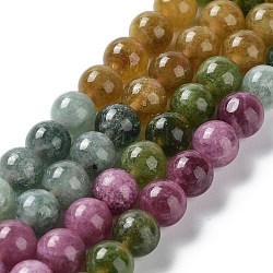 Dyed Natural Malaysia Jade Beads Strands, Round, Colorful, 8mm, Hole: 1mm, about 22~24pcs/strand, 7.48~7.87 inch(19~20cm)(G-G021-01B-07)