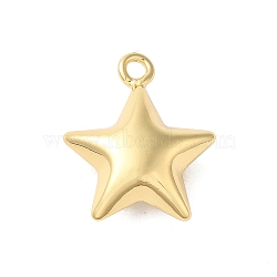 Rack Plating Brass Pendants, Cadmium Free & Lead Free, Long-Lasting Plated, Star, Real 18K Gold Plated, 19.5x16x7mm, Hole: 1.8~2mm(KK-G504-15G)