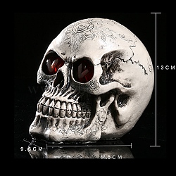 Halloween Bar Decoration, Resin Skull Model Statues, Photography Props, Floral White, 145x95x130mm(PW-WG89825-04)