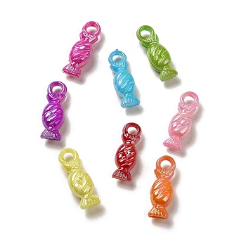 Plating Opaque Acrylic Pendants, AB Color, Candy, Mixed Color, 20.5x7x5.5mm, Hole: 2.8mm, 1470pcs/500g