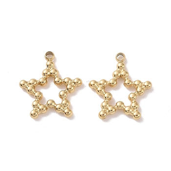 304 Stainless Steel Charms, Star, Real 18K Gold Plated, 13x12x1.5mm, Hole: 1mm