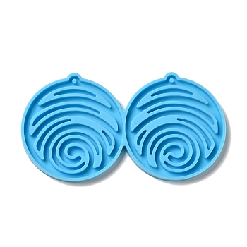 DIY Flat Round with Vortex Pendant Silicone Molds, Resin Casting Molds, for UV Resin & Epoxy Resin Jewelry Making, Deep Sky Blue, 52.5x99x4mm, Hole: 2mm, Inner Diameter: 49.5x46.5mm