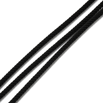 Round Polyester Cord, Twisted Cord, for Moving, Camping, Outdoor Adventure, Mountain Climbing, Gardening, Black, 3mm