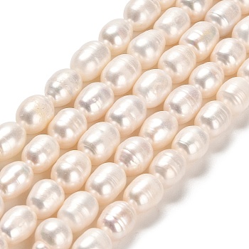 Natural Cultured Freshwater Pearl Beads Strands, Rice, Grade A, Linen, 8.5~10x7~8mm, Hole: 0.5mm, about 37~38pcs/strand, 14.57~14.76 inch(37~37.5cm)
