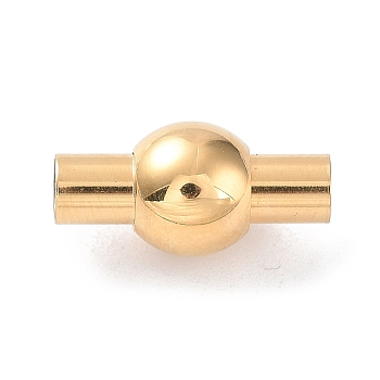 304 Stainless Steel Magnetic Clasps with Glue-in Ends, Round, Real 14K Gold Plated, 16mm, Hole: 3.5mm