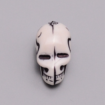 Opaque Acrylic Beads, for Halloween, Skull, WhiteSmoke, 21.5x11.5x12mm, Hole: 2.5mm