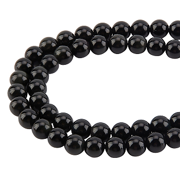 ARRICRAFT Natural Obsidian Beads Strands, Round, 8.5mm, Hole: 1mm, about 48pcs/strand, 15.35''(39cm), 1strand/box