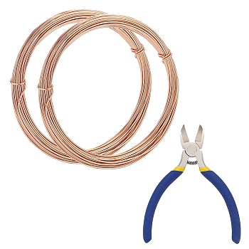 DIY Wire Wrapped Jewelry Kits, with Aluminum Wire and Iron Side-Cutting Pliers, Sandy Brown, 20 Gauge, 0.8mm, 10m/roll, 2rolls/set
