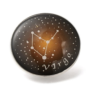 Twelve Constellation Creative Alloy Badges Constellation Brooches, Platinum, Virgo, 31mm