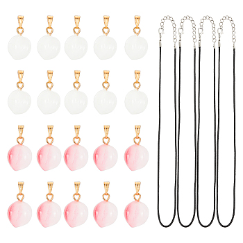 DIY 3D Peach Pendant Necklace Making Kit, Including PU Leather Round Cord Necklace Making, Glass Pendants, Mixed Color, 40Pcs/box
