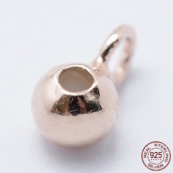 925 Sterling Silver Tube Bails, Loop Bails, with Rubber, Rondelle, Bail Beads, Stopper Beads, Rose Gold, 7x4x3mm, Hole: 1.5mm, Inner Diameter: 1mm