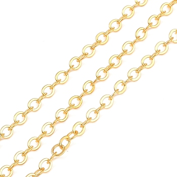 Rack Plating Iron Cable Chain, Oval, Golden, 4x3.3x0.5mm, 15yard/roll