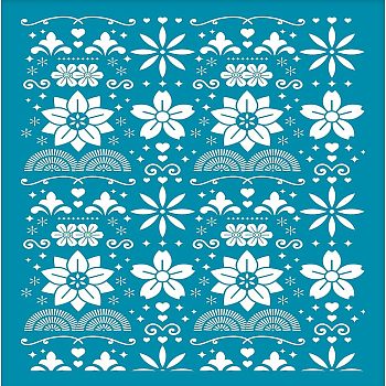 Silk Screen Printing Stencil, for Painting on Wood, DIY Decoration T-Shirt Fabric, Flower Pattern, 100x127mm