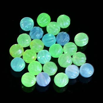 Luminous Acrylic Beads, Glitter Beads, Glow in the Dark, Pumpkin, Mixed Color, 11mm, Hole: 2mm, about 670pcs/500g