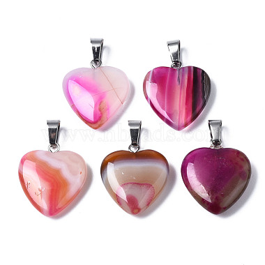 Natural Banded Agate/Striped Agate Pendants(G-T122-24A)-2