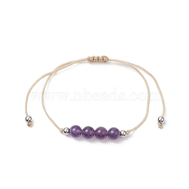Ensemble de bracelets de perles tressées en améthyste naturelle de style 3 pièces 3(BJEW-JB09334-02)-3