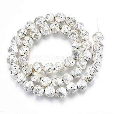 Electroplated Natural Lava Rock Bead Strands(G-T131-39S)-2