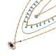 Synthetic Turquoise & Rhinestone Horse Eye Pendants Multi Layered Necklace with Plastic Beaded(NJEW-P269-19G)-2