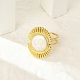 Oval 304 Stainless Steel Enamel Open Cuff Rings for Women(RJEW-G338-17G-01)-1