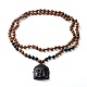 Natural Ice Crystal Obsidian Buddha Head Pendant Necklaces(NJEW-JN03644)-1