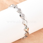304 Stainless Steel Rhombus Link Chain Bracelets for Men Women, Manual Polishing, Stainless Steel Color, 8-1/4 inch(21cm)(BJEW-G766-03P-01)
