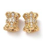 Brass Micro Pave Cubic Zirconia Beads, Cadmium Free & Nickel Free & Lead Free, Column, Real 18K Gold Plated, 8.5x7.5mm, Hole: 2mm(KK-P239-34G)
