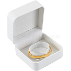 1Pc Imitation Leather Bangle Package Boxes, Square, White, 9.6x9.6x6cm(LBOX-BBC0001-01A)