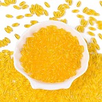 Transparent Colours Glass Seed Beads, Oval, Gold, 9x4mm, Hole: 1.2mm, about 1875pcs/pound(SEED-T007-16J)