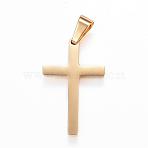 Ion Plating(IP) 304 Stainless Steel Pendants, Cross, Real 18K Gold Plated, 32x20x3mm, Hole: 4mm(STAS-H329-59G)
