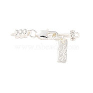 Brass Micro Pave Clear Cubic Zirconia Lobster Claw Clasp, Silver, 33.5mm(KK-C076-07S)