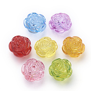 Transparent Acrylic Beads, Flower, Mixed Color, 25x25x21mm, Hole: 2.5mm, about 100pcs/500g(TACR-T002-20)
