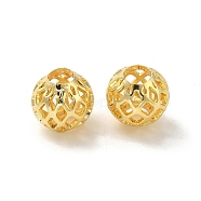 Brass Hollow Spacer Beads, Round, Real 18K Gold Plated, 8x7.5mm, Hole: 3.2mm(KK-P249-03D-G)