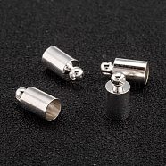 Brass Cord Ends, End Caps, Long-Lasting Plated, Column, 925 Sterling Silver Plated, 10x5mm, Hole: 1.8mm, Inner Diameter: 4mm(KK-H759-42B-S)