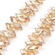 Electroplate Rhombus Glass Beads Strands, Faceted, Pear Lurster Plated, BurlyWood, 13x8x4mm, Hole: 1.2mm, about 99~100pcs/strand, 15.35''(39cm)(EGLA-A036-12A-PL02)
