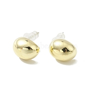 Alloy Half Round Stud Earrings with 925 Sterling Silver Pins for Women, Golden, 12x9x7mm, Pin: 0.7mm(EJEW-G310-12G)
