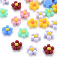 Opaque Resin Cabochons, Flower, Mixed Color, 7.5x7.5x3.5mm(X-CRES-Q216-004)