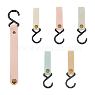 5Pcs 5 Colors PU Imitation Leather Hook Hangers, Portable Hiking Hanger, Hanging Strap Hook, with Iron Plating Hooks, for Tripod, Outdoor Camping Supplies, Mixed Color, 250x20x5mm, 1pc/color(FIND-FH0007-19)