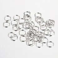 Iron Open Jump Rings, Nickel Free, Platinum, 6x0.7mm, 21 Gauge, Inner Diameter: 4.6mm, about 18000pcs/1000g(IFIN-A018-6mm-P-NF)