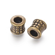 Large Hole Beads, Tibetan Silver European Beads, Column, Lead Free, Nickel Free and Cadmium Free, Antique Bronze Color, about 8.5mm long, 8mm wide, hole: 5mm(X-MLFH10273Y-NF)
