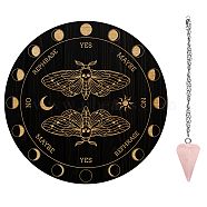 AHADERMAKER DIY Dowsing Divination Makign Kit, Including PVC Plastic Pendulum Board, 304 Stainless Steel Cable Chain Necklaces, Cone/Spike/Pendulum Natural Rose Quartz Stone Pendants, Butterfly Pattern, 200x4mm(DIY-GA0004-90B)